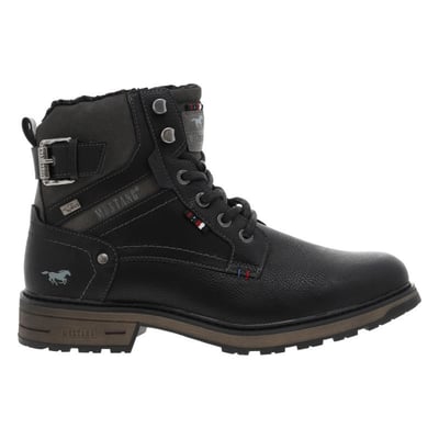 Bottines brunes à talon décroché bas avec un zip et des lacets ronds MUSTANG