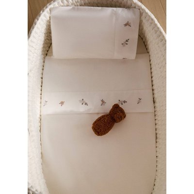 Ensemble drap plat et taie d’oreiller mini berceau fleur brodée MANGO HOME