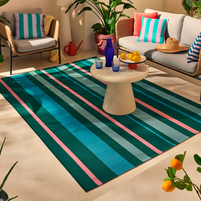 Tapis extérieur à rayures colorées AZUR NAZAR RUGS
