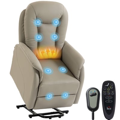 Fauteuil releveur multifonctionnel PU Gris HOMCOM