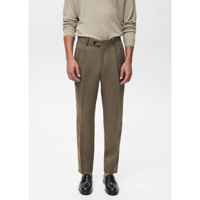 Pantalon costume slim-fit lin pinces MANGO MAN