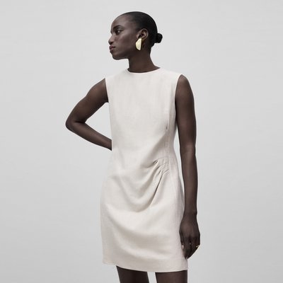 Mini-robe drapée en lin mélangé ADOLFO DOMINGUEZ