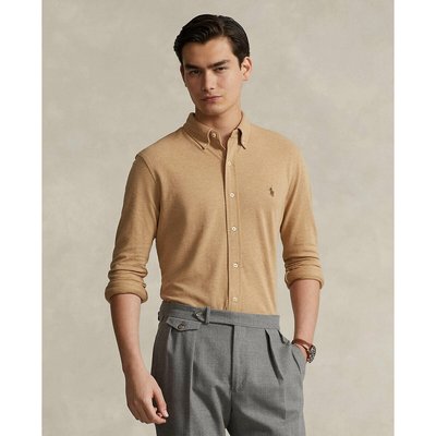 Camisa recta de piqué de algodón con logotipo bordado POLO RALPH LAUREN