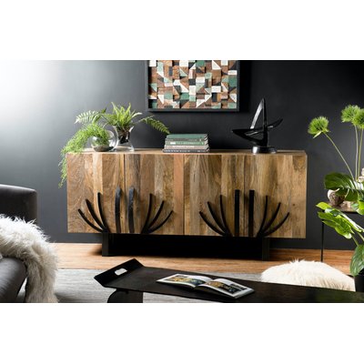 Buffet ethnique bois de manguier griffes métal 4 portes 177cm MAURAI PIER IMPORT