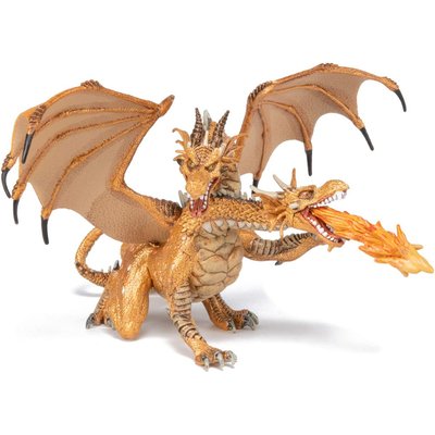 Figurine Dragon à deux têtes or PAPO