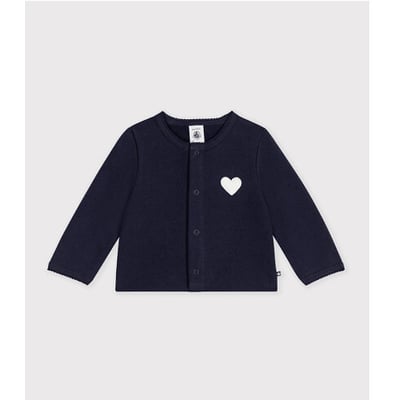 Cardigan en coton avec badge cœur en bouclette PETIT BATEAU