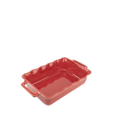 Délices Plat céramique four rectangulaire festonné rouge cerise 34,5 cm PEUGEOT