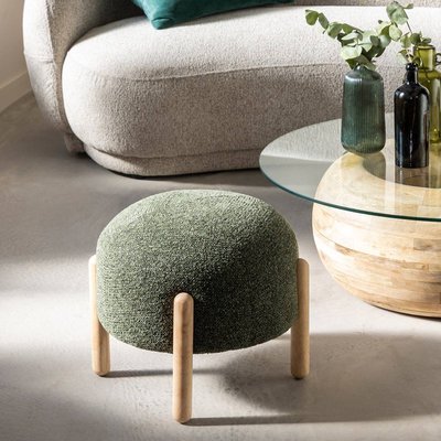 Tabouret en tissu bouclette vert  CALYA MADE IN MEUBLES 