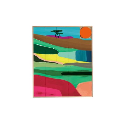 Tableau en bois taquin décors de cote d'opale  78 x 93 - FALAIZE TAQUIN