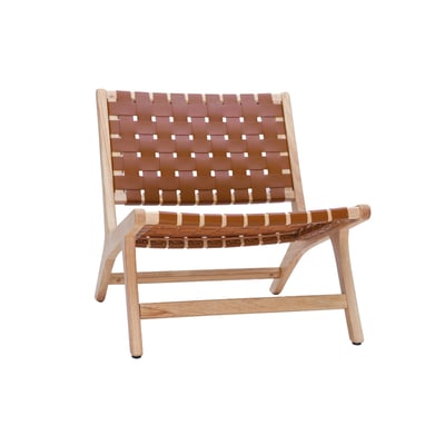 Fauteuil ethnique en bois et sangles tressées marron BONDI MILIBOO
