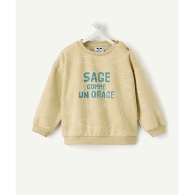 Sweat col rond, avec message et motif otaries, épaule boutonnée, en molleton TAPE A L'OEIL