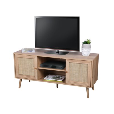 Meuble TV Bali en cannage et panneaux de particules - 2 portes TOILINUX