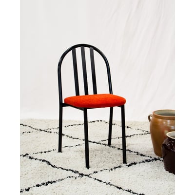 Chaise en métal noir et tissu orange Alma N°2138 - Bon état DEBONGOUT