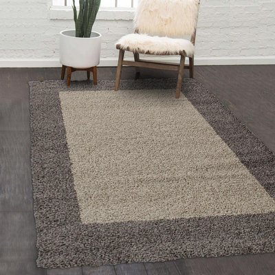 Tapis poils longs shaggy tissé motif simple BORDURE UN AMOUR DE TAPIS