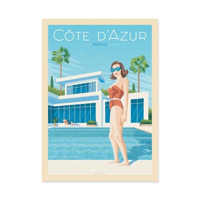 Affiche d’art 50 x 70 cm - Cote d'Azur Piscine - Olahoop Travel Posters WALL EDITIONS