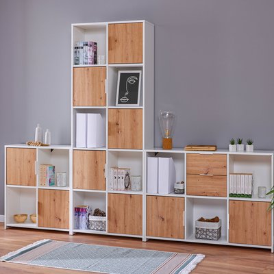 Etagère 10 cases en bois avec 5 portes battantes TERRE DE NUIT