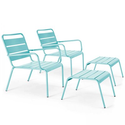 Lot de 2 fauteuils bas relax avec repose-pieds, PALAVAS OVIALA