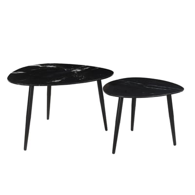 Tables basses gigognes ovales en marbre noir et métal (lot de 2) PLATZ MILIBOO