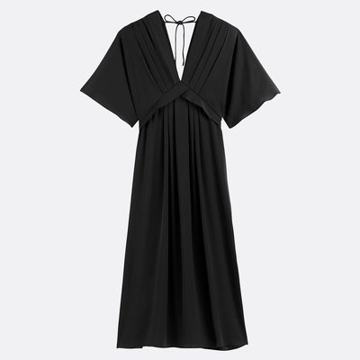 Full Maxi Dress with V-Neck and Elbow-Length Sleeves LA REDOUTE COLLECTIONS