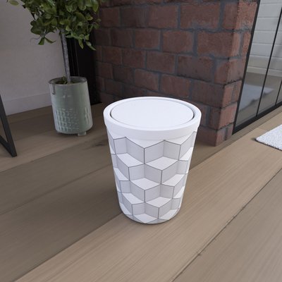 Poubelle imprimée géométrie avec couvercle oscillant HOME MAISON