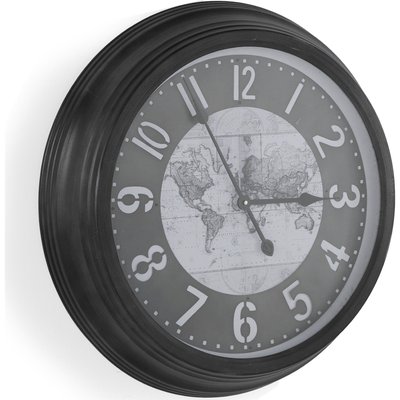 horloge murale en métal  style vintage avec carte du monde RECOLLECTION
