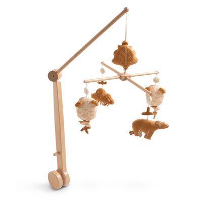 Mobile musical en bois avec jouets ours en gaze de coton SAUTHON