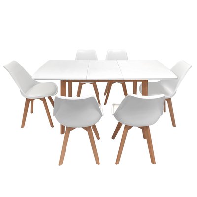 Table extensible Helga 120, 6 chaises Nora, NORA HAPPY GARDEN
