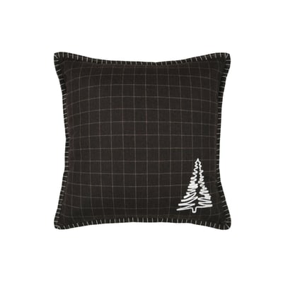 Coussin décoratif carré à carreaux et motif sapin LOVELY CASA