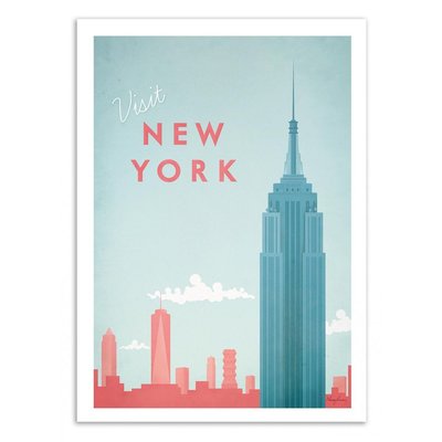 Affiche d’art et cadre noir 30 x 40 cm - Visit New York - Henry Rivers WALL EDITIONS