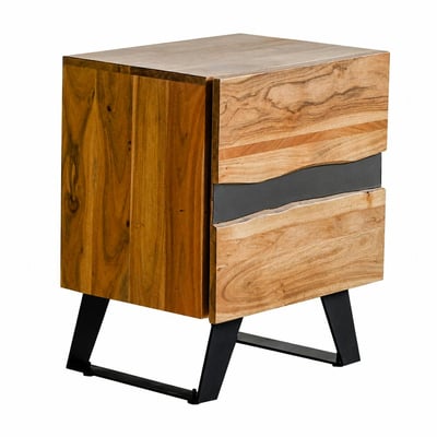 Table de chevet en bois d'acacia 2 tiroirs CANYON PIER IMPORT