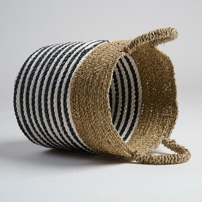 Panier en jonc de mer noir et blanc S PIKA WANDA COLLECTION