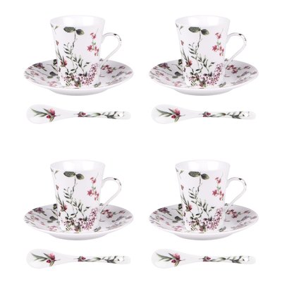 Coffret 4 pièces champêtre avec sous tasses et cuillère 16 cl TABLE PASSION