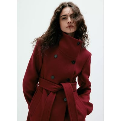 Manteau en laine Manteco à col cheminée MANGO