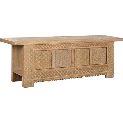 Meuble TV sculpté en bois d'orme massif finition naturelle RECOLLECTION