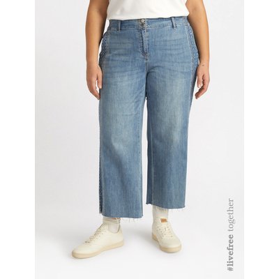 Jeans cropped con inserti laterali ricamati, gamba dritta FIORELLA RUBINO