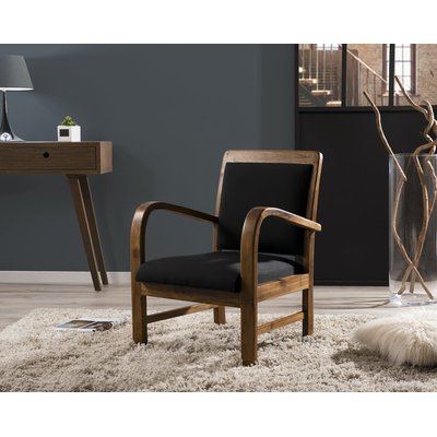 Fauteuil exotique en Teck et Coton noir 61x63x81cm DIKA PIER IMPORT
