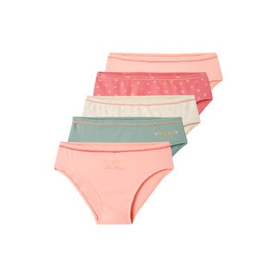 Lot de 5 culottes fantaisie en maille côtelée VERTBAUDET