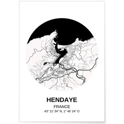 Affiche Carte Hendaye L'AFFICHERIE