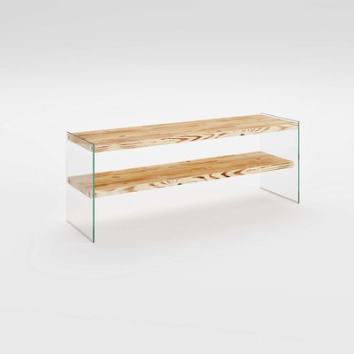 Meuble TV 1 étagère Crustallia en verre et bois TOILINUX