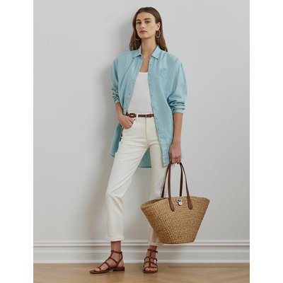 Grand sac cabas en paille et cuir, TANNER LAUREN RALPH LAUREN