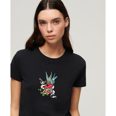 T-shirt ajusté brodé effet tatouage SUPERDRY