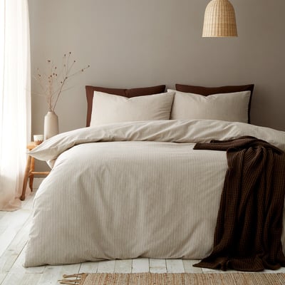 Cotton Rich Narrow Woven Stripe Duvet Cover Set PINEAPPLE ELEPHANT