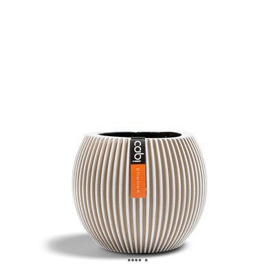 Vase Groove plastique forme boule H 15 x D 18cm Blanc ARTIFICIELLES