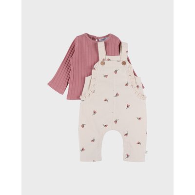 Ensemble salopette et t-shirt en coton avec motif floral NOUKIE'S
