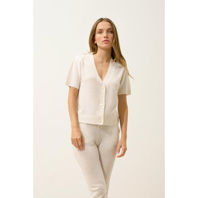 Cardigan Col V Manches Courtes Neige Iris JUST CASHMERE
