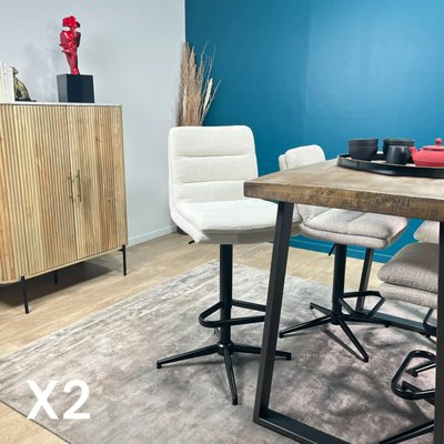 Chaise de bar en bouclettes blanches réglable en hauteur (lot de 2) PALERME PIER IMPORT