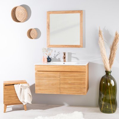 Meuble salle de bain en teck et céramique 90cm AKTUAL WANDA COLLECTION