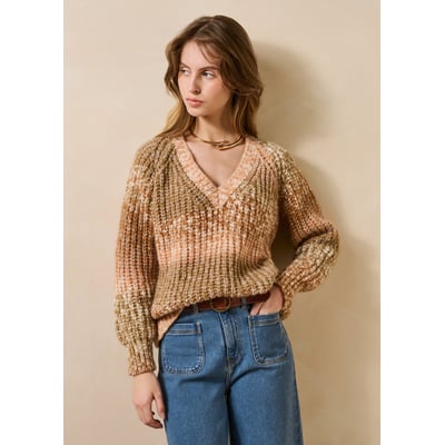 Pull col V en laine mélangée LA FEE MARABOUTEE