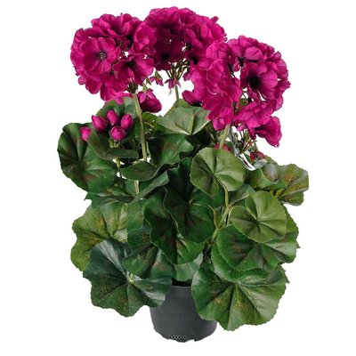 Géranium factice 6 têtes en pot lesté H35cm s ARTIFICIELLES