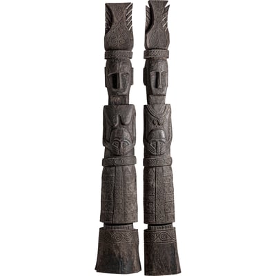 Sculpture de sol en bois sculpté, Lot de 2 RECOLLECTION
